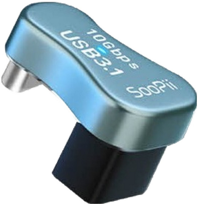 수피 USB3.1 A to C타입 10Gbps U자형 꺽임 젠더 고속충전 데이터 OTG 스팀덱 실버, 1개, GD24