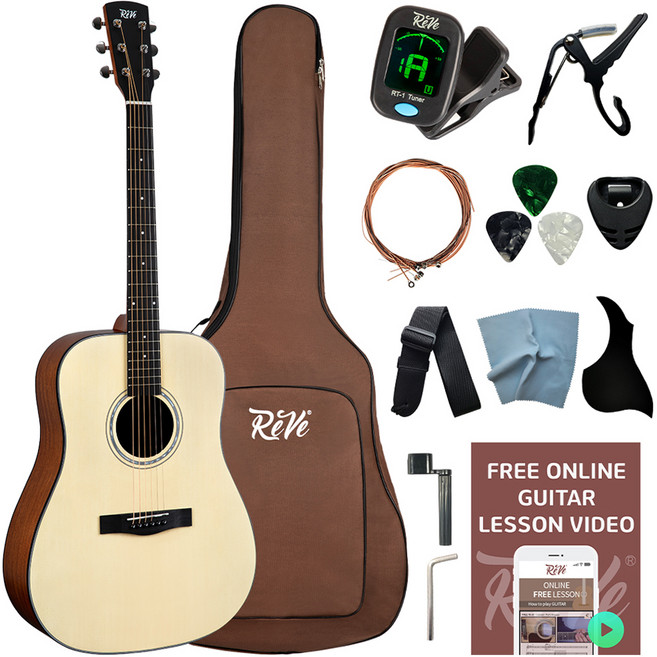 레브악기 입문용 D바디 어쿠스틱 통기타, 내추럴, 1개, RG50