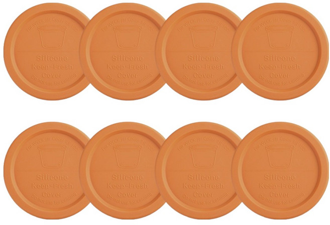 WECK 유리용기 실리콘뚜껑, 다크오렌지, 8개