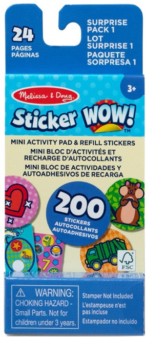 멜리사앤더그 스티커 와우 미니 놀이 패드와 리필 서프라이즈 팩 스티커 SM6075137, 혼합색상, 1개