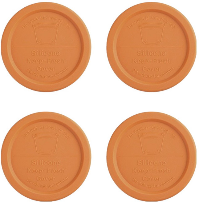 WECK 유리용기 실리콘뚜껑, 다크오렌지, 4개