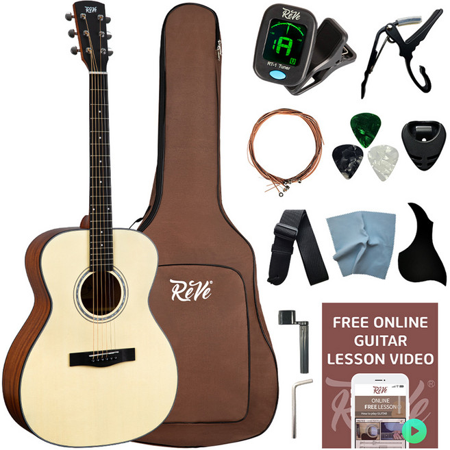 레브악기 입문용 OM바디 어쿠스틱 통기타, 내추럴, 1개, RG52