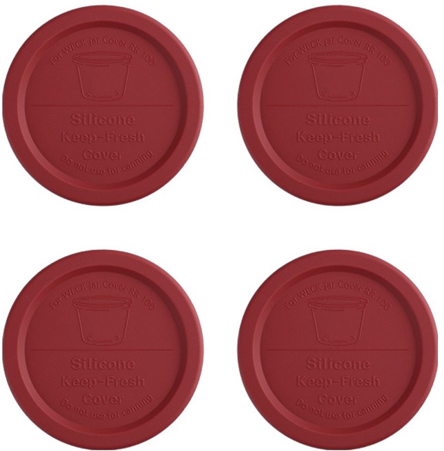 WECK 유리용기 실리콘뚜껑, 레드딥, 4개