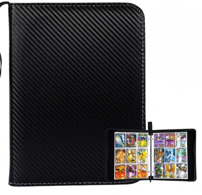 BenF 拉鍊式收納活頁夾 9格 900張 小卡收納冊, 黑色, 1個