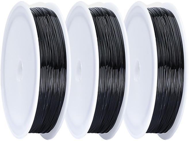 앞날창창 부드러운 비즈 공예 철사 와이어, 블랙, 3개