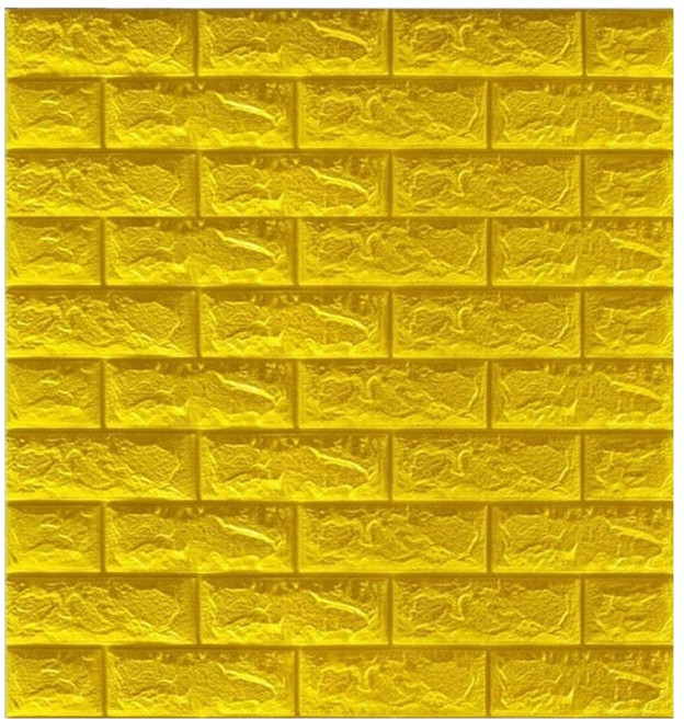 지코이지고 3D 폼 자체 접착 방수 단열 벽돌 패턴 벽지 실용형, 밝은 노랑, 1개