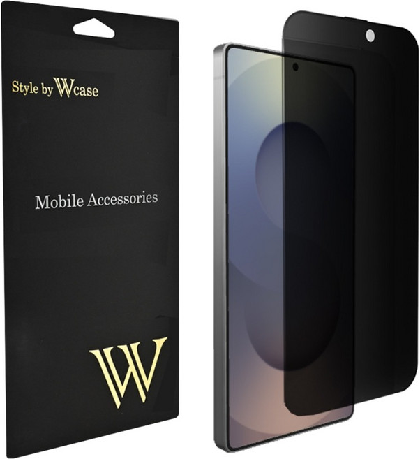 더블유케이스 프라이버시 락 12HOUR 지문방지 강화유리 휴대폰 액정보호필름 세트, 1세트