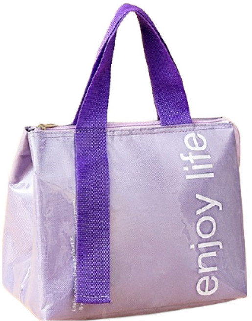 더자카 컬러 스트랩 보냉 런치 토트백, 1개, 퍼플