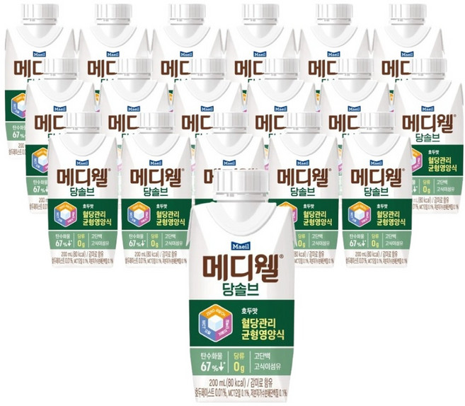 메디웰 당솔브 호두맛 혈당관리 균형영양식, 200ml, 18개