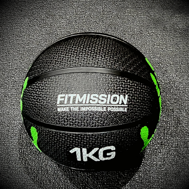 FITMISSION 藥球, 1個, 1kg, 黑色