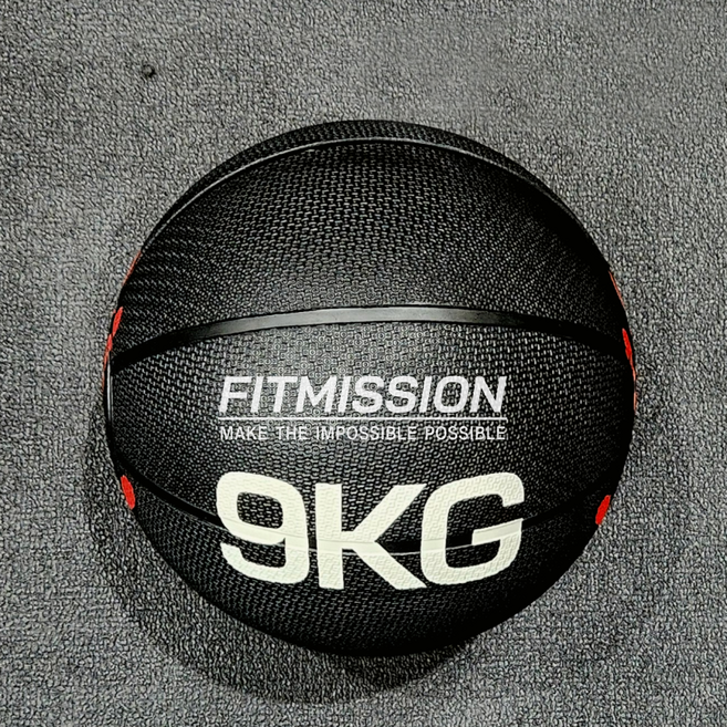 FITMISSION 藥球, 1個, 9kg, 黑色