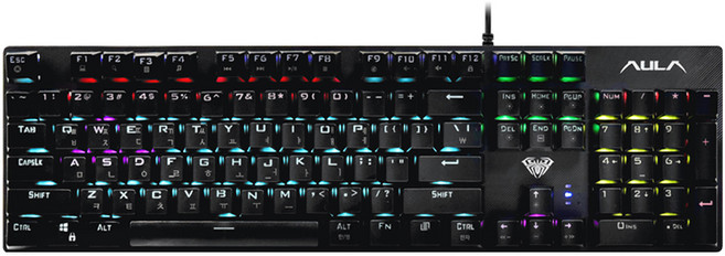 AULA S2022 기계식 한글 키보드, 블랙, 적축
