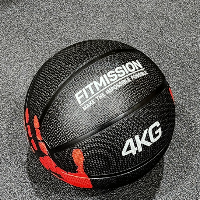 피트미션 메디신볼, 1개, 4kg, 블랙