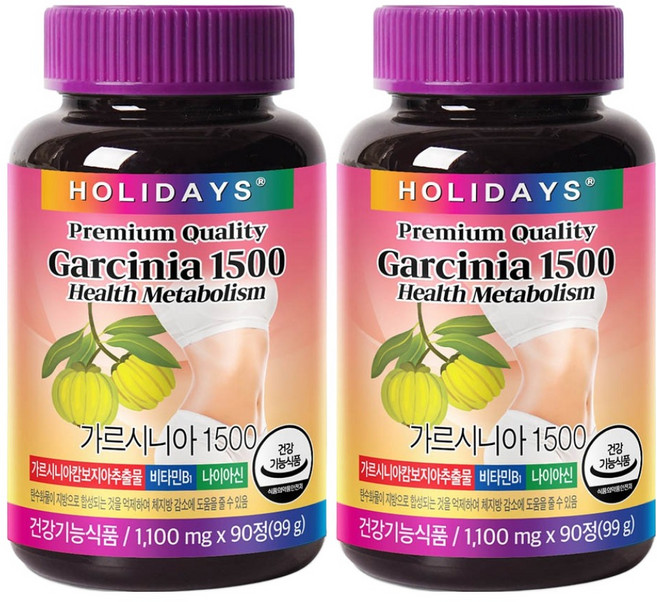 홀리데이즈 가르시니아 1500 99g, 2개, 90정