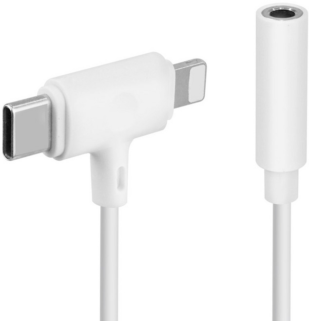 컴스 C타입 iOS 8핀 3.5mm 스테레오 이어폰 오디오 AUX 젠더 10cm, IH950, 1개