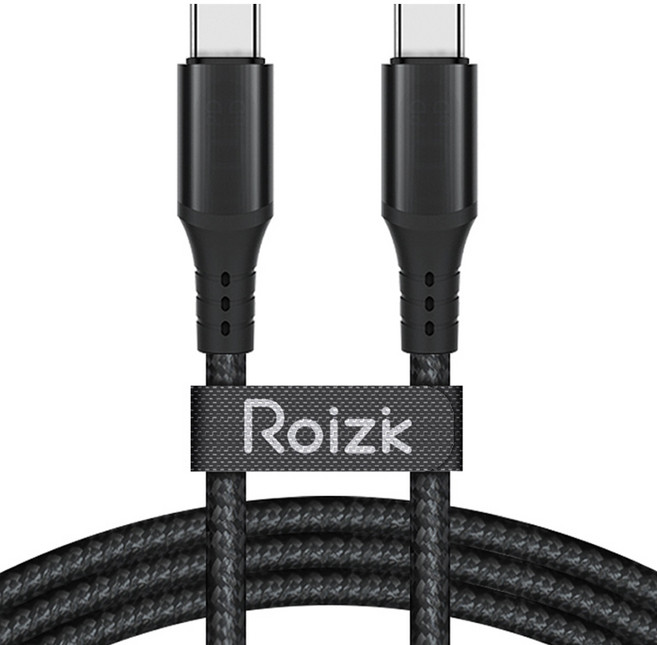 로이직 C타입-C타입 60W PD 초고속 충전 케이블 RZ-510, 블랙, 1개, 120cm
