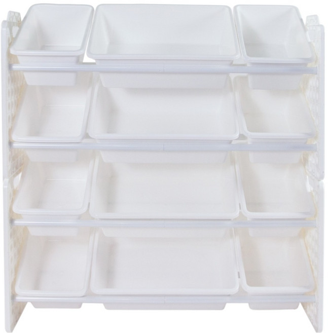 UNiPLAY 玩具收納架 附收納桶 12個 UB45611, 白色, 1組