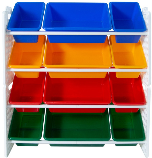 UNiPLAY 玩具收納架 附收納桶 12個 UB45621, 原色系, 1組