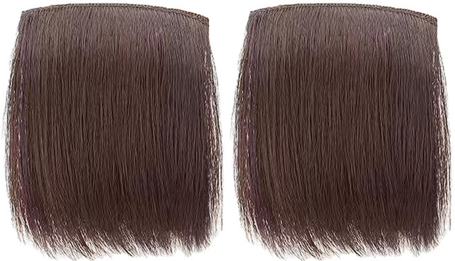 엘로브 옆머리 볼륨 가발 헤어피스, 다크브라운, 2개