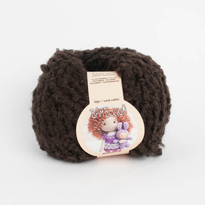 MystiKotita YARN 班波麗娜 羊羔毛羊毛編織線, 深棕色, 1個