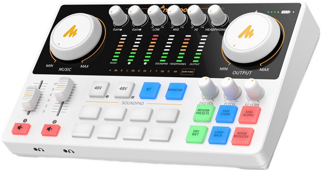 마오노 캐스터 스트리밍 오디오 믹서 휴대용 블루투스 인터페이스, AME2 GEN2, 화이트