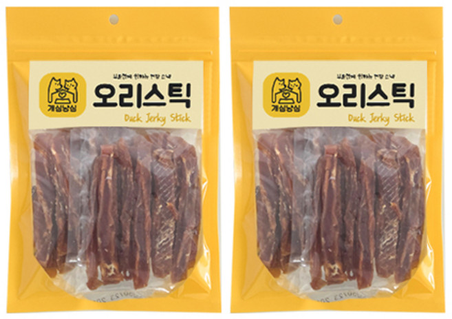 개심냥심 강아지 오리스틱 간식, 160g, 2개, 오리