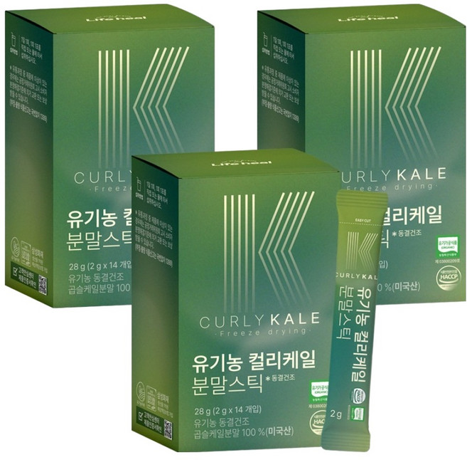 유기농마루 유기농 동결건조 컬리케일 분말스틱 14p, 3박스, 28g