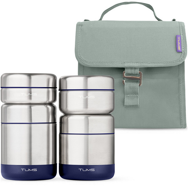 텀스 올 스텐 보온도시락 4종 세트, 클래식 블루, 1세트