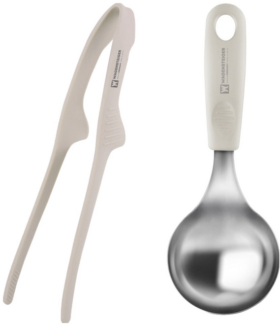 WAGENSTEIGER 矽膠夾 + Löffel 迷你湯勺組, 淺灰色(夾子), 象牙白(湯勺), 1套, 夾子 + 迷你湯勺