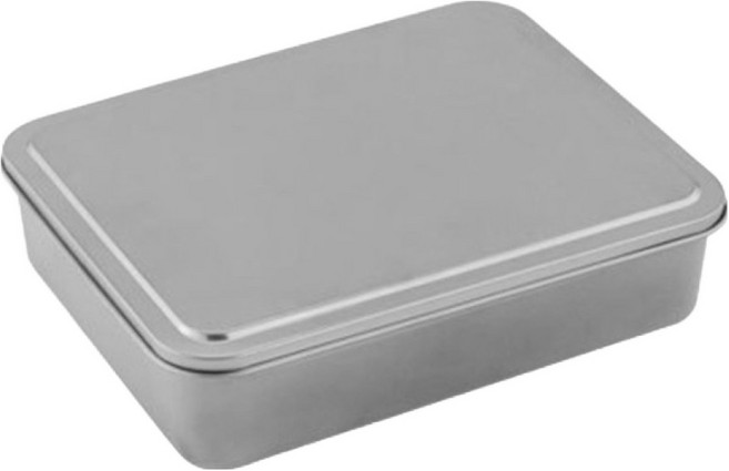 아워플로우 아워웍스 옛날 감성 평철반 뚜껑 사각 트레이 양은 도시락, 실버, 1개