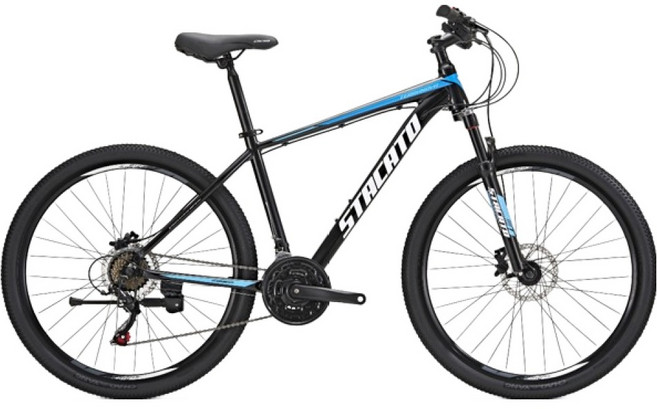STACATO 테라노바 시마노21단 유압식 디스크브레이크 17형 MTB 자전거 69.9cm 방문설치, 매트블랙 + 블루, 1개, 178cm