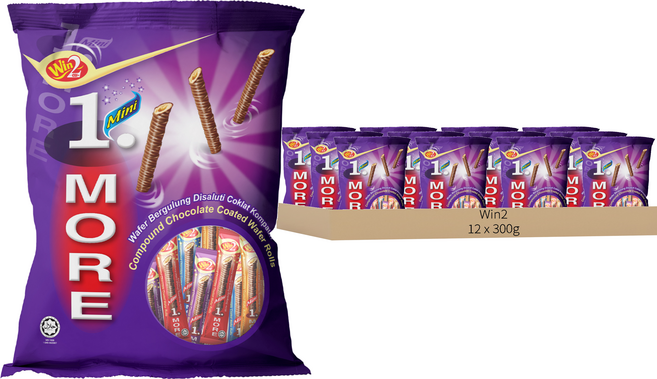 Win2 迷你威化捲家庭號 可可風味, 300g, 12個