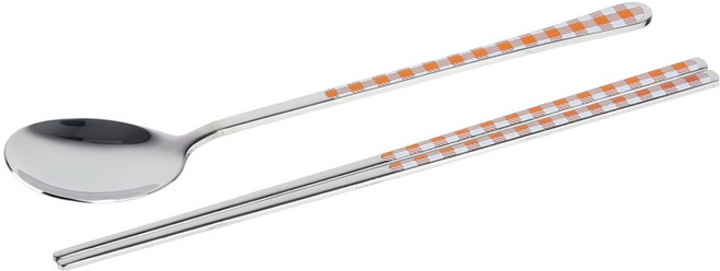 보겐 체크 세라믹 숟가락 젓가락, 1개, 숟가락 + 젓가락, 오렌지