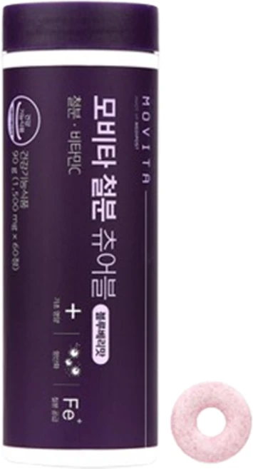 모비타 철분 츄어블 블루베리맛 90g, 1개, 60정 - 쿠팡