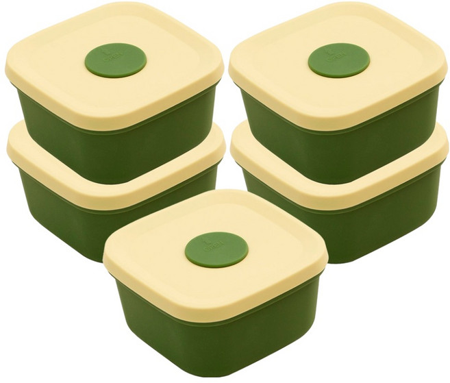 니콜레타 실리콘 냉동밥 전자레인지 소분용기 300ml, 그린, 5개
