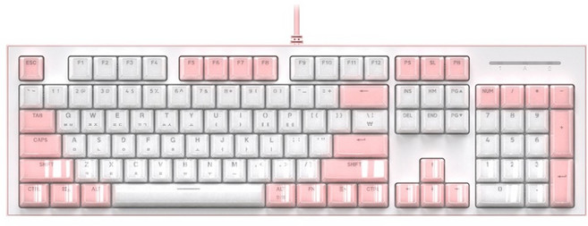 COX V光軸 冰塊 鍵帽 電競 有線 鍵盤, White Pink, CK01V, 紅軸
