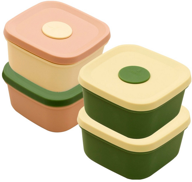 니콜레타 실리콘 냉동밥 전자레인지 소분용기 300ml x 4종 세트, 그린, 그린, 피치, 버터, 1세트