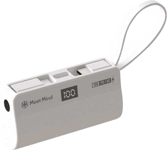Meet Mind QC 直插式行動電源 C頭 + C線款, PB5000, 白色