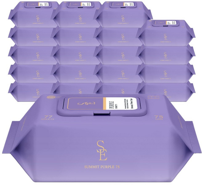 스마트에코 써밋 아기물티슈 캡형 퍼플, 75g, 77매, 20개