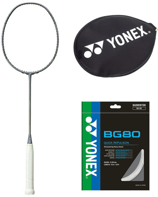 YONEX NANOFLARE NEXTAGE 2025球拍 BG80 26磅張力球線 桿頭套, 1個, 單一商品