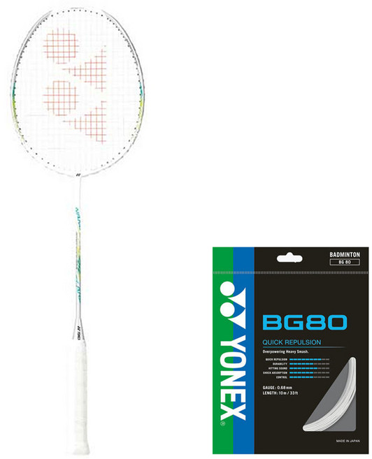 YONEX NANOFLARE 555 球拍 26磅 BG80 球線 拍頭套, 1個, 單一商品