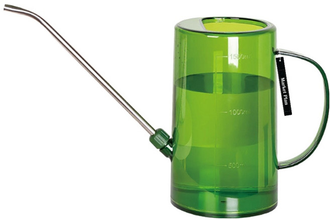 마켓플랜 원예용 투명 물조리개 1.5L, 그린, 1개