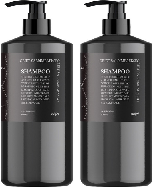 살림백서 오브제 지성 두피케어 약산성 탈모증상완화 샴푸, 1L, 2개