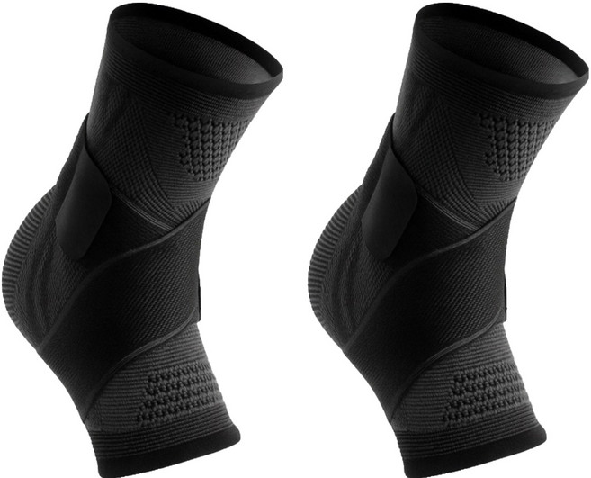 피스탑 고탄력 이중압박밴드 발목 보호대, 블랙, 2개