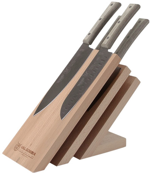 Valgovia 磁吸刀座套組 01, 1套, 刀座 + 果菜刀 11cm + 中餐刀 13cm + 切片刀 18cm