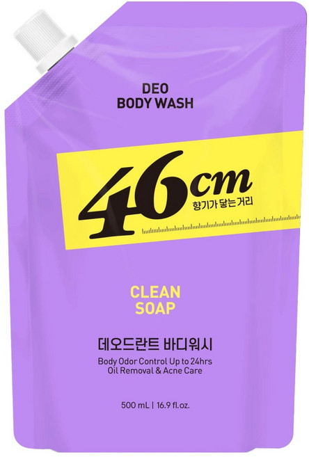 온더바디 46센티미터 체취솔루션 약산성 데오드란트 바디워시 클린솝향 리필, 500ml, 1개