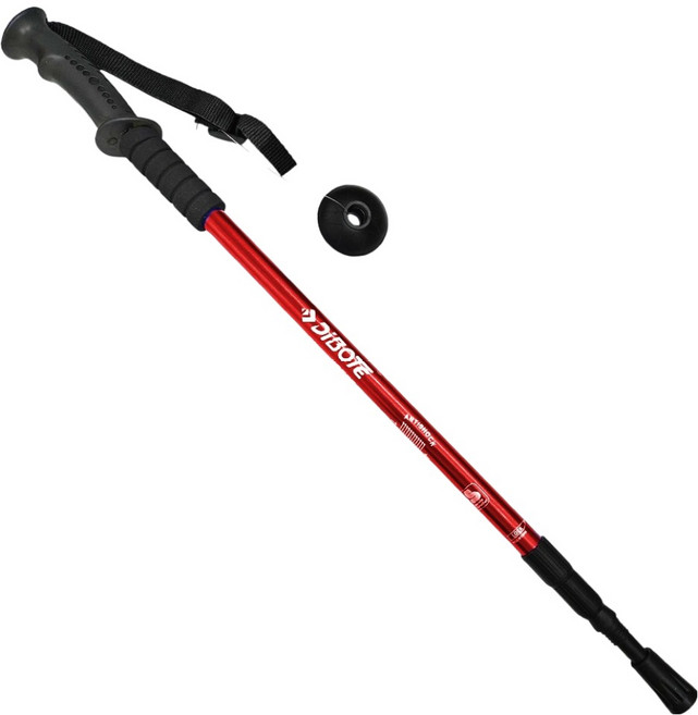 DIBOTE 迪伯特 高強度鋁合金登山杖 直柄3節 236, 紅色, 1個