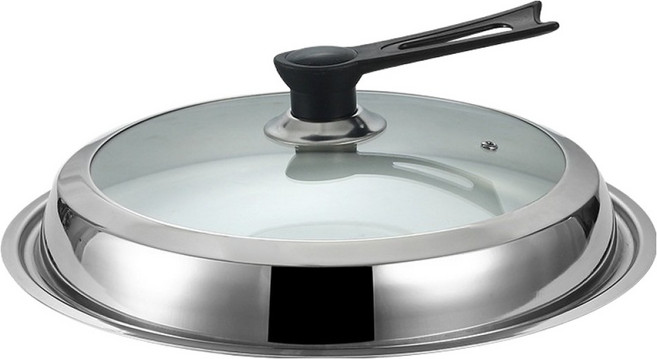 라이프라임 투명해서 요리가 보이는 세워지는 볶음팬 웍 냄비 유리 뚜껑, 1개, 34cm