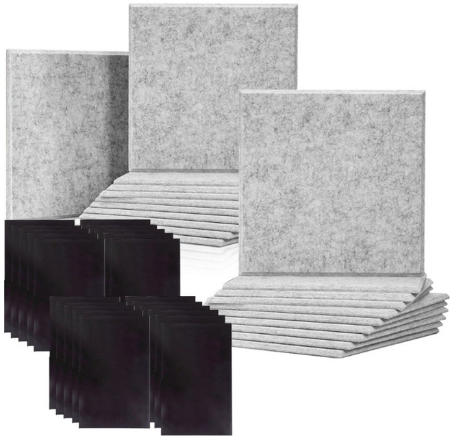 Market Plan DIY室內裝潢隔音吸音板 磁吸式 21片 + 磁鐵 21片 套組, 灰色(吸音板), 1個