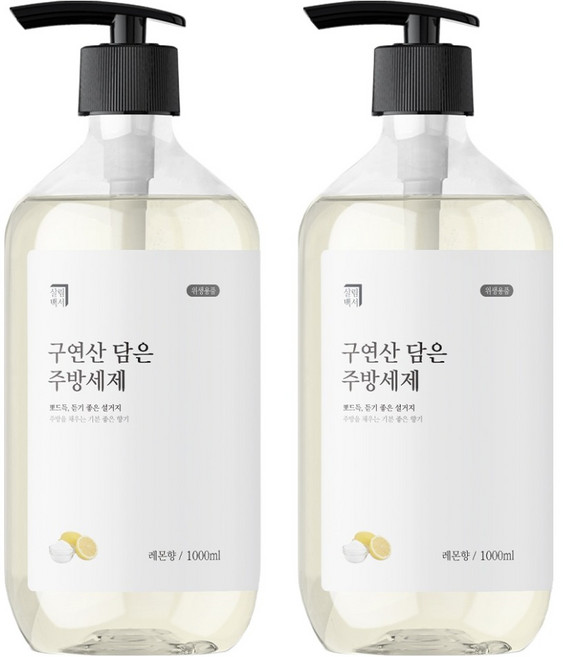 살림백서 구연산 담은 주방세제 레몬향, 2개, 1L
